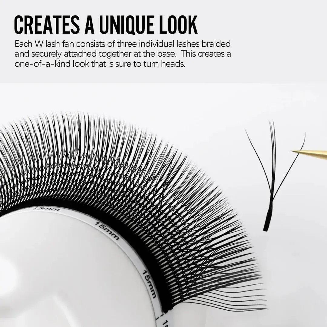 Wispy W Lashes 0.07 | Built-In Spike Wet Look Fans (C/D, Mixed 8–15mm)